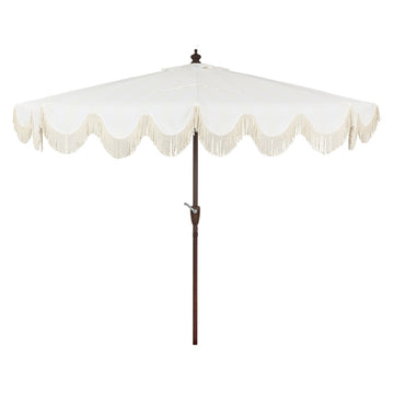 Beverly 9 ft. Designer Classic Scalloped Fringe Half Market Patio Umbrella